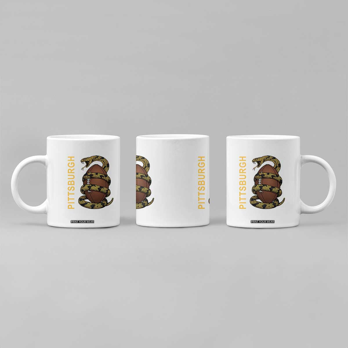 Vintage Black And Gold Rattlesnake Coffee Mug Pittsburgh Sports Fan