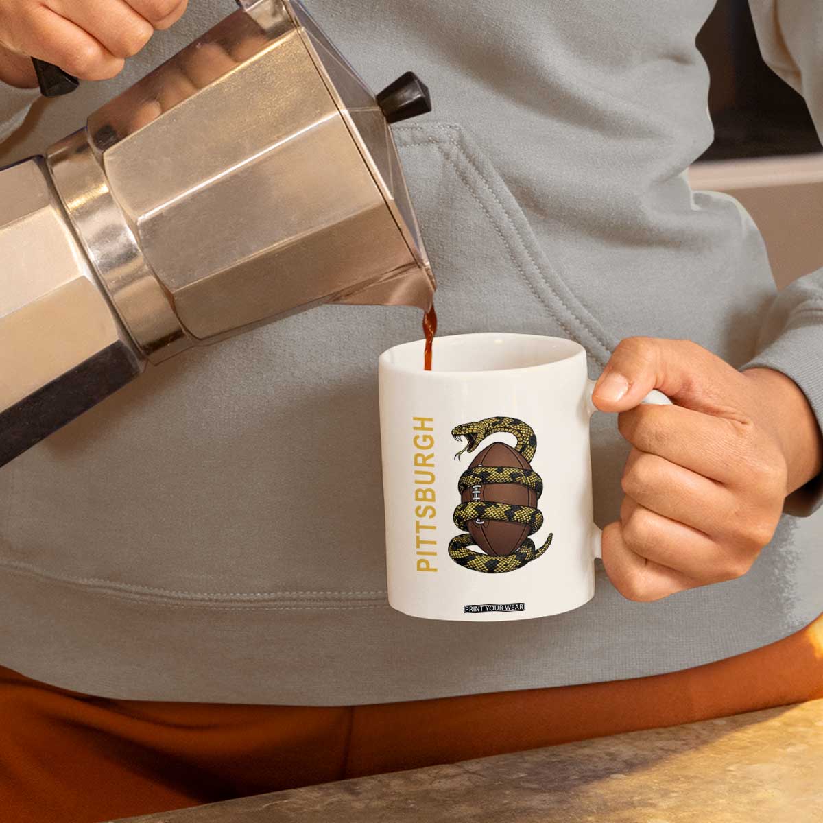 Vintage Black And Gold Rattlesnake Coffee Mug Pittsburgh Sports Fan