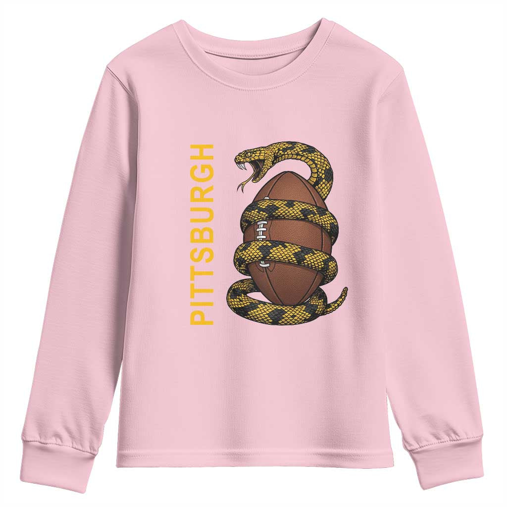 Vintage Black And Gold Rattlesnake Youth Sweatshirt Pittsburgh Sports Fan