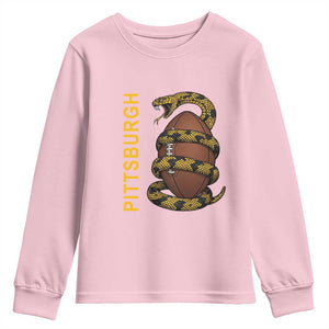 Vintage Black And Gold Rattlesnake Youth Sweatshirt Pittsburgh Sports Fan