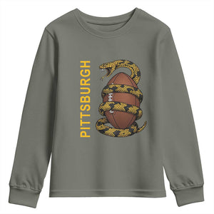 Vintage Black And Gold Rattlesnake Youth Sweatshirt Pittsburgh Sports Fan