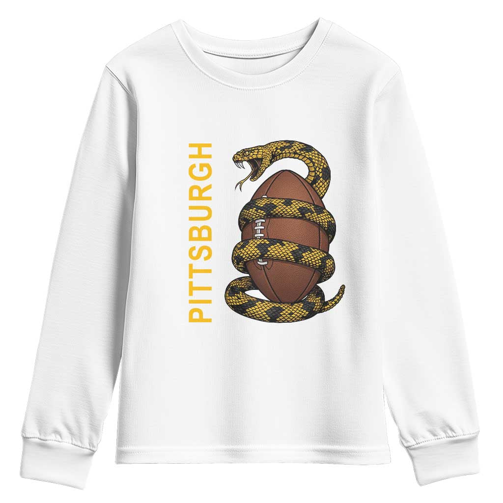 Vintage Black And Gold Rattlesnake Youth Sweatshirt Pittsburgh Sports Fan