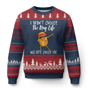 Funny Chicken Nug Life Ugly Christmas Sweater The Nug Life Chose Me TS12 Navy Red Print Your Wear