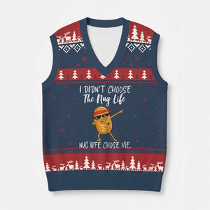 Funny Chicken Nug Life V-Neck Knit Sweater Vest The Nug Life Chose Me TS12 Navy Red Print Your Wear
