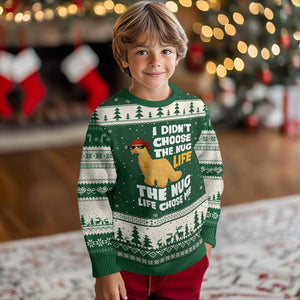 I Did Not Choose The Nug Life Ugly Christmas Sweater Chicken Nugget Lover Gifts TS12 Forest Green Beige Print Your Wear