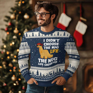 I Did Not Choose The Nug Life Ugly Christmas Sweater Chicken Nugget Lover Gifts TS12 Navy Beige Print Your Wear