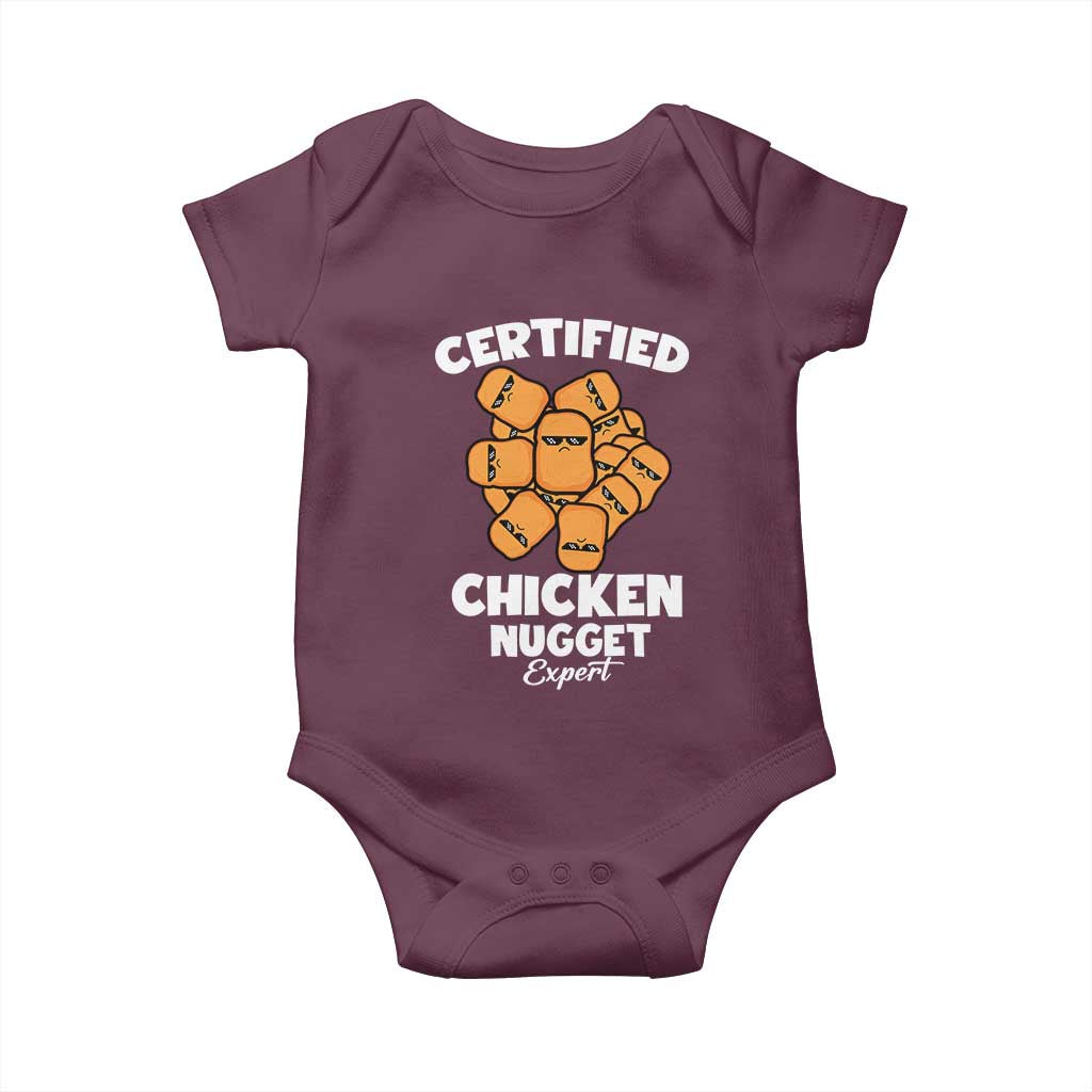 Funny Food Lover Gift Baby Onesie Certified Chicken Nugget Expert TS12 Maroon Print Your Wear