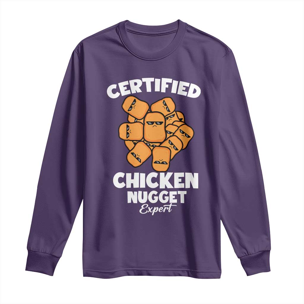 Funny Food Lover Gift Long Sleeve Shirt Certified Chicken Nugget Expert TS12 Purple Print Your Wear
