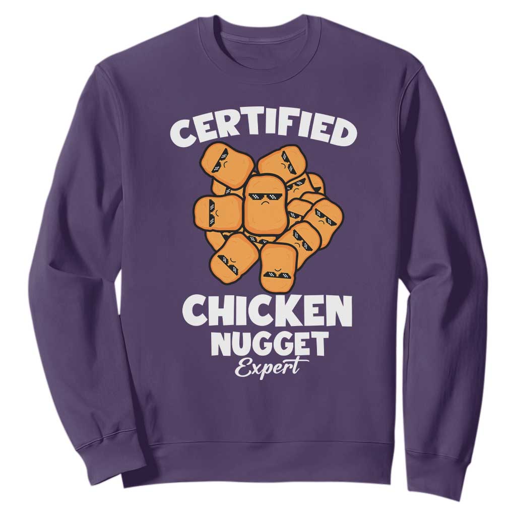 Funny Food Lover Gift Sweatshirt Certified Chicken Nugget Expert TS12 Purple Print Your Wear