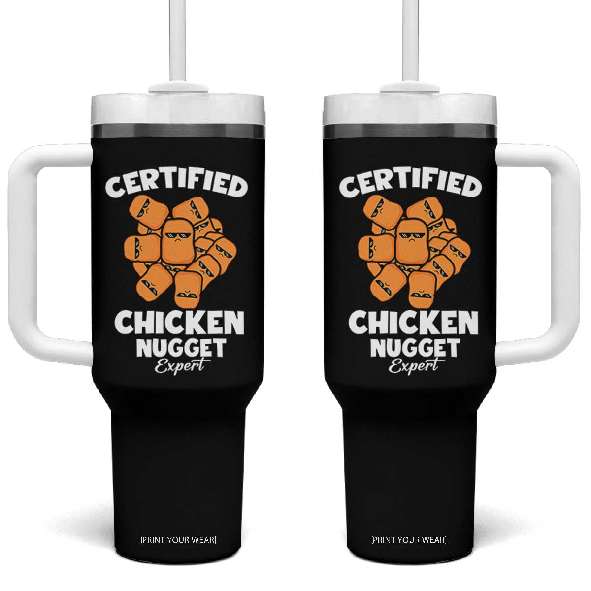 Funny Food Lover Gift Tumbler With Handle Certified Chicken Nugget Expert TS12 One Size: 40 oz Black Print Your Wear