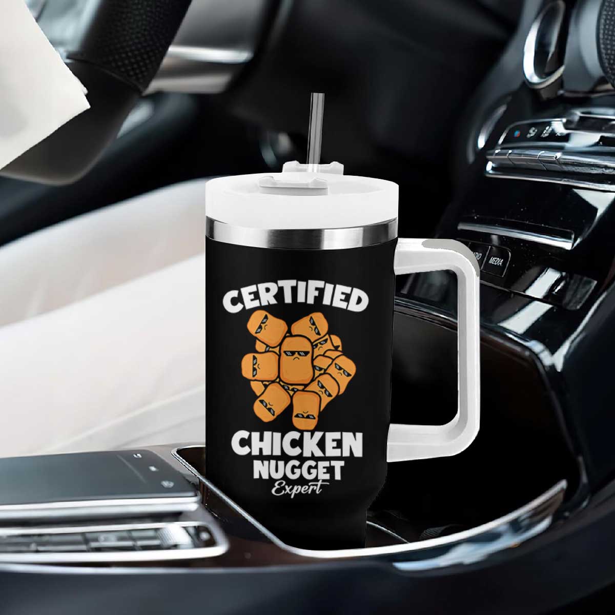 Funny Food Lover Gift Tumbler With Handle Certified Chicken Nugget Expert TS12 Print Your Wear