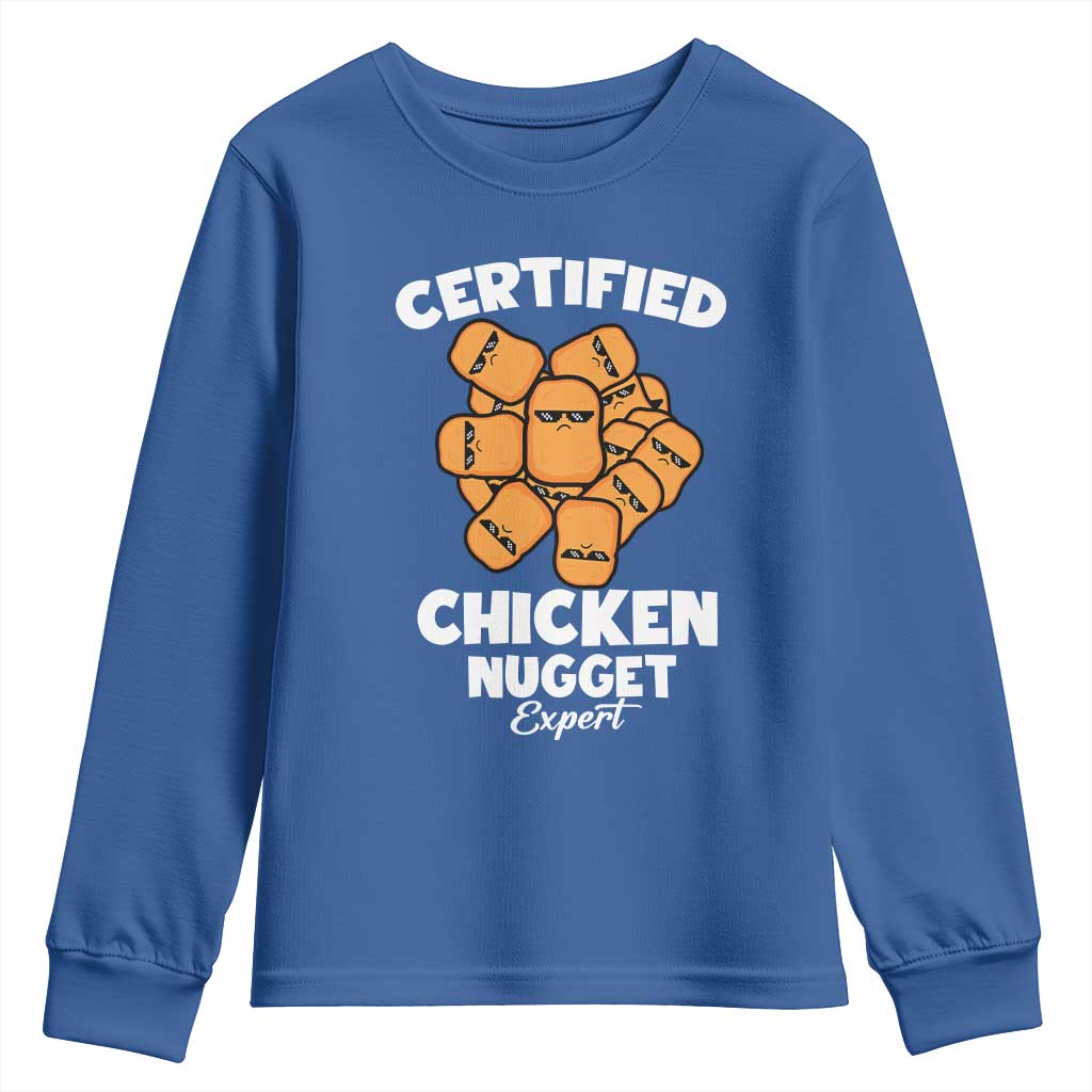 Funny Food Lover Gift Youth Sweatshirt Certified Chicken Nugget Expert TS12 Royal Blue Print Your Wear