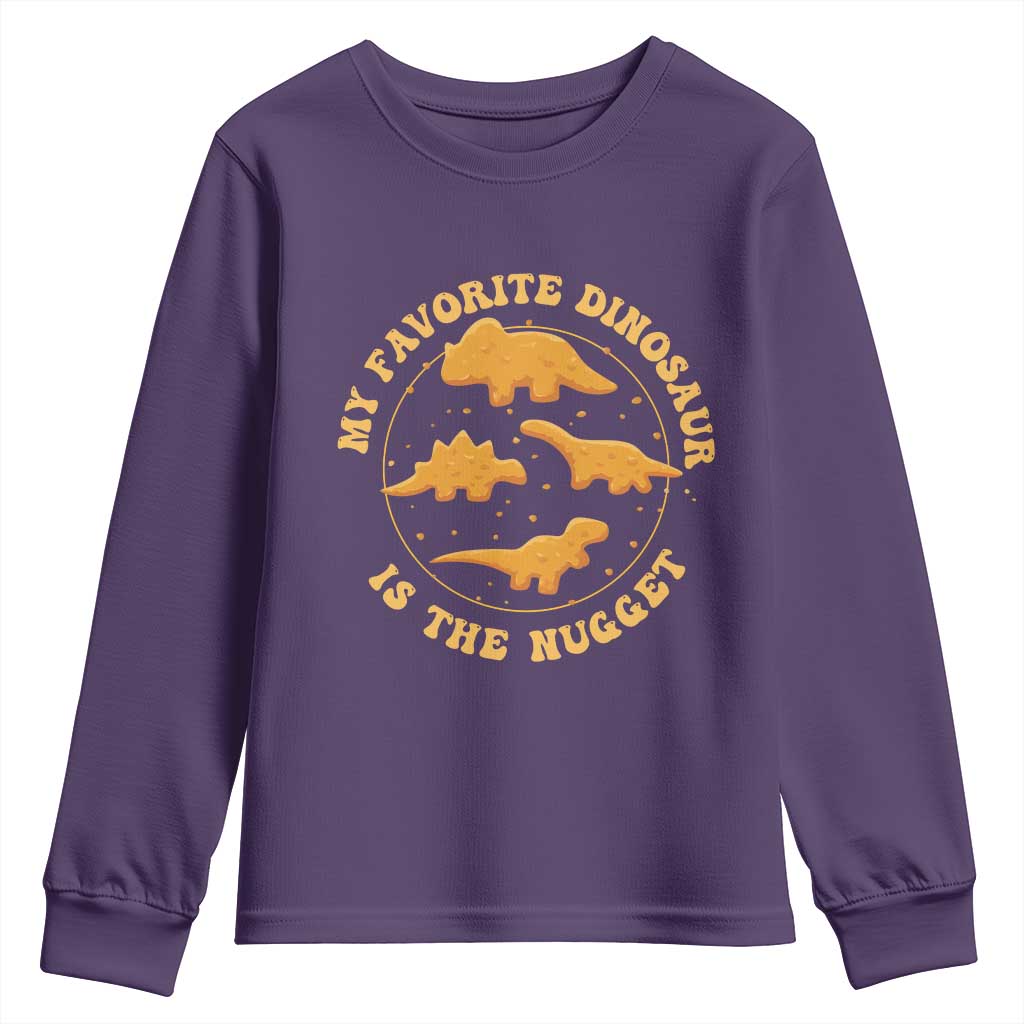 My Favorite Dinosaur Is The Nugget Youth Sweatshirt Funny Food Lover Gift TS12 Purple Print Your Wear
