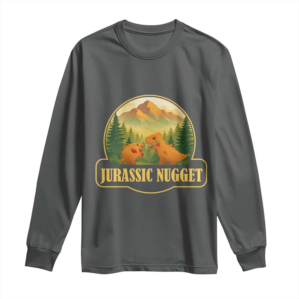 Jurassic Nugget World Dino Long Sleeve Shirt Nugget Lover Gift TS12 Dark Heather Print Your Wear