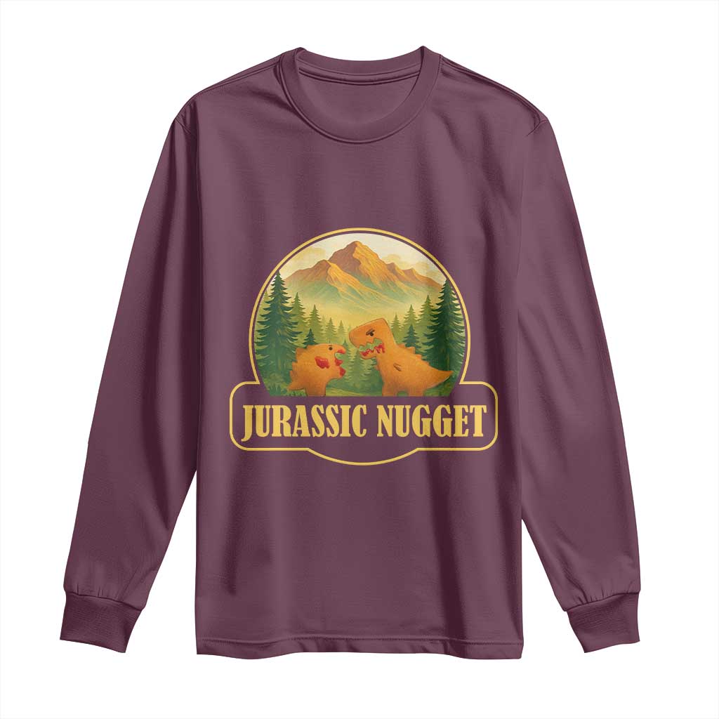 Jurassic Nugget World Dino Long Sleeve Shirt Nugget Lover Gift TS12 Maroon Print Your Wear