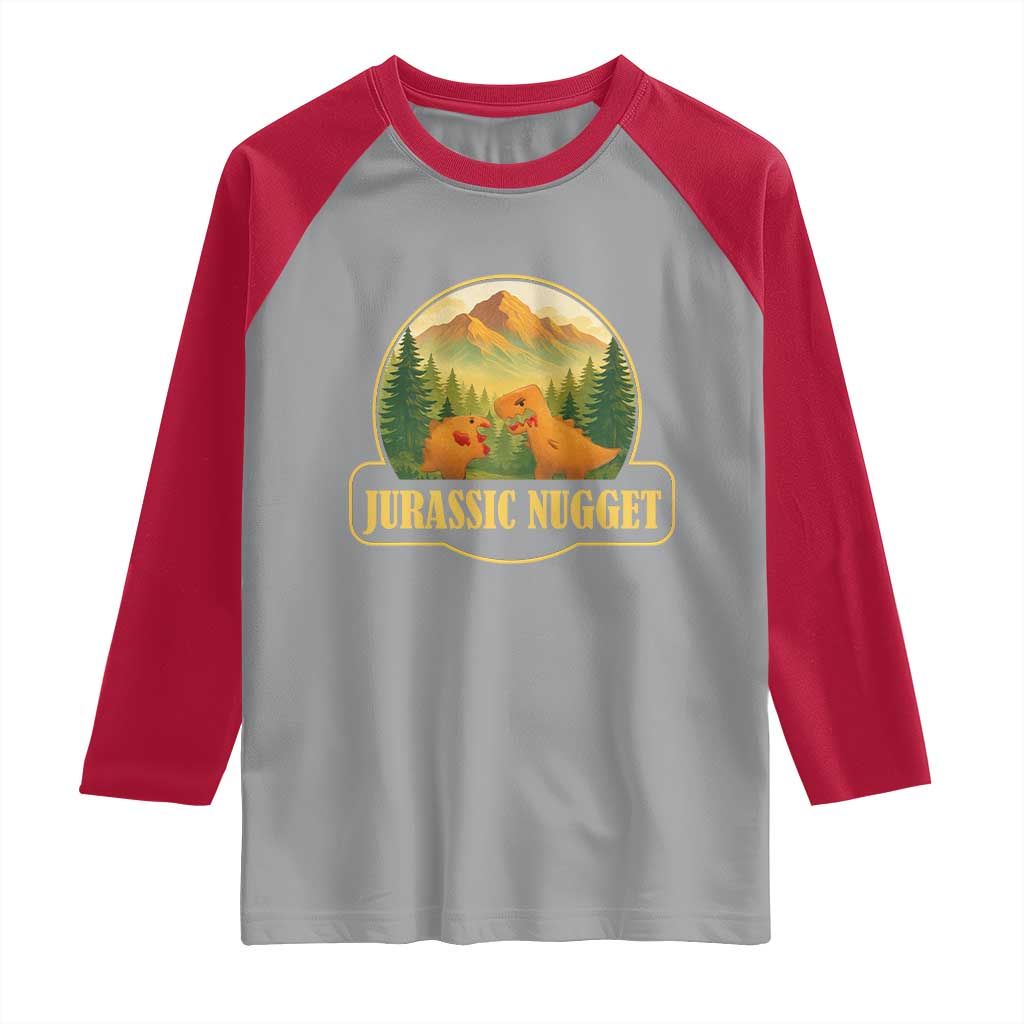 Jurassic Nugget World Dino Raglan Shirt Nugget Lover Gift TS12 Sport Gray Red Print Your Wear