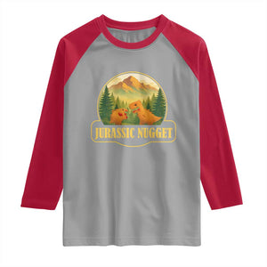 Jurassic Nugget World Dino Raglan Shirt Nugget Lover Gift TS12 Sport Gray Red Print Your Wear