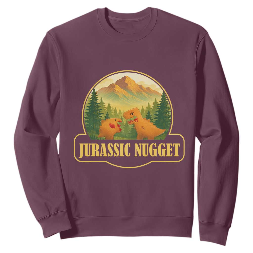 Jurassic Nugget World Dino Sweatshirt Nugget Lover Gift TS12 Maroon Print Your Wear