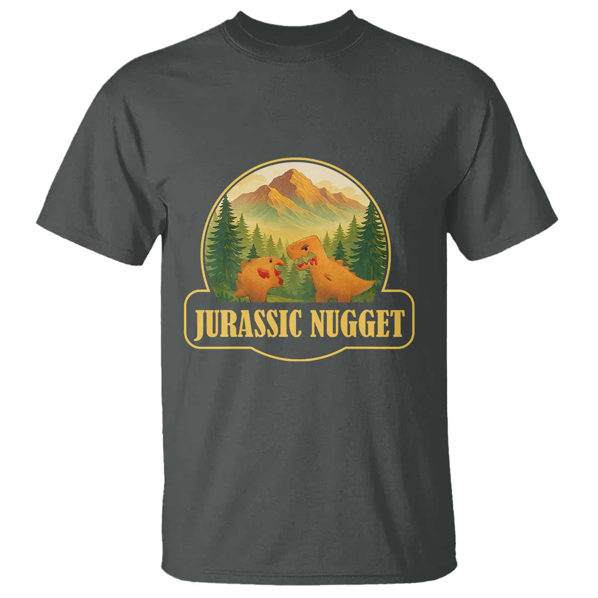 Jurassic Nugget World Dino T Shirt Nugget Lover Gift TS12 Dark Heather Print Your Wear