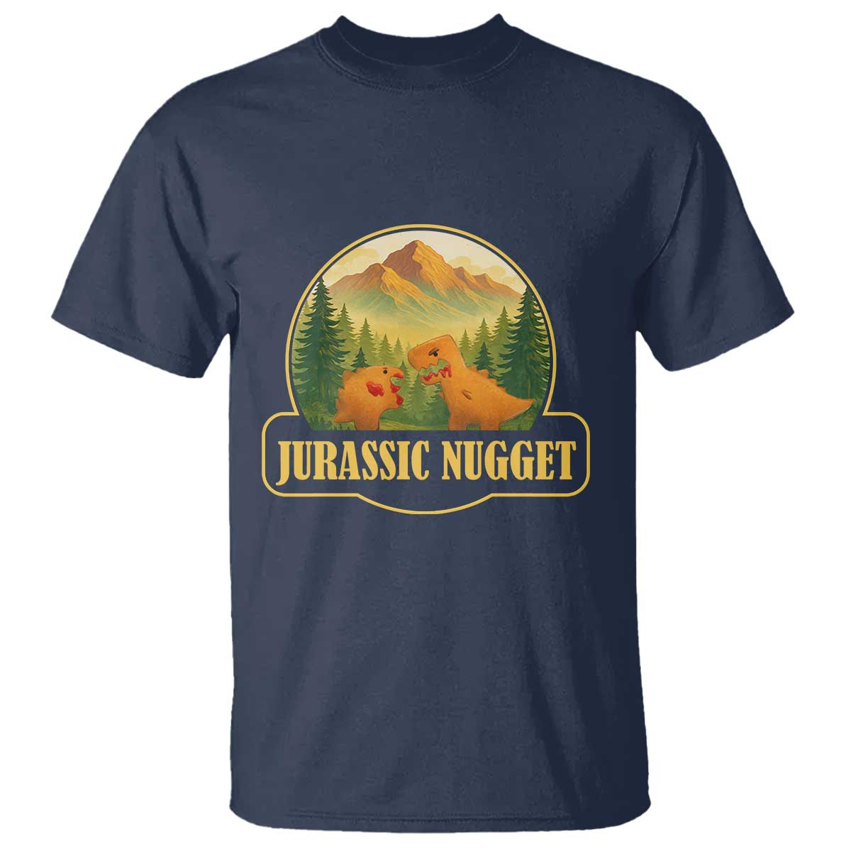 Jurassic Nugget World Dino T Shirt Nugget Lover Gift TS12 Navy Print Your Wear