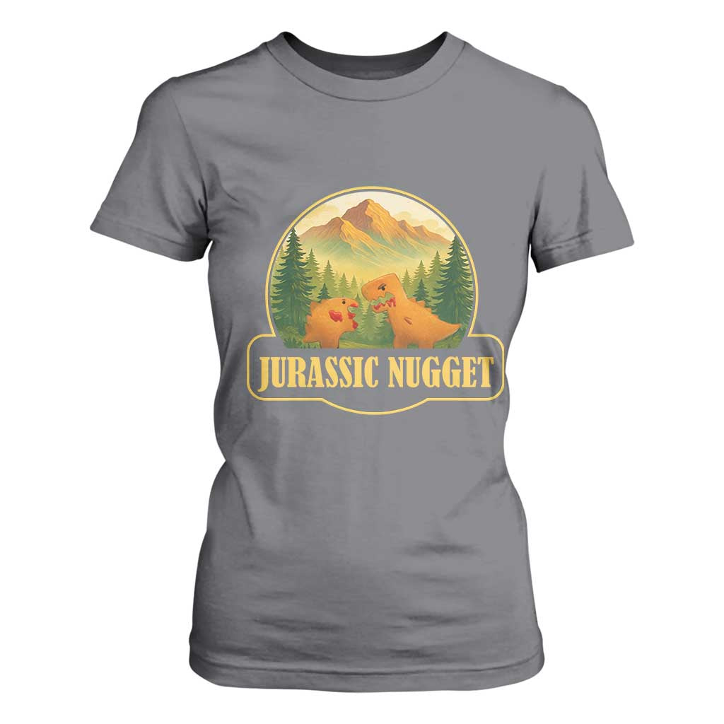 Jurassic Nugget World Dino T Shirt For Women Nugget Lover Gift TS12 Charcoal Print Your Wear