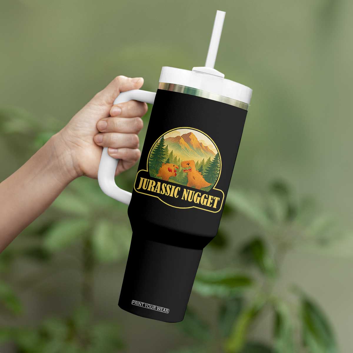 Jurassic Nugget World Dino Tumbler With Handle Nugget Lover Gift TS12 Print Your Wear