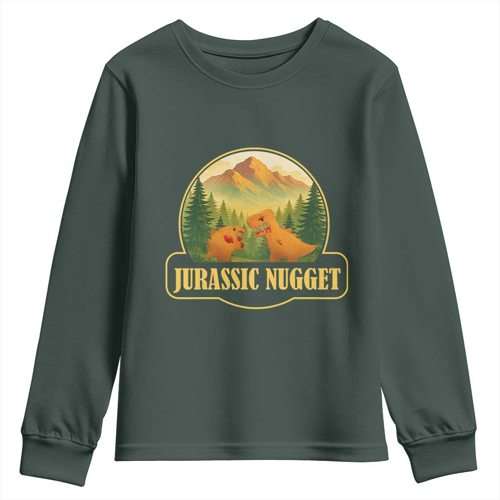 Jurassic Nugget World Dino Youth Sweatshirt Nugget Lover Gift TS12 Dark Forest Green Print Your Wear