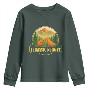 Jurassic Nugget World Dino Youth Sweatshirt Nugget Lover Gift TS12 Dark Forest Green Print Your Wear