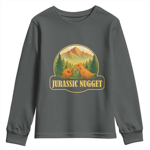 Jurassic Nugget World Dino Youth Sweatshirt Nugget Lover Gift TS12 Dark Heather Print Your Wear