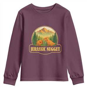 Jurassic Nugget World Dino Youth Sweatshirt Nugget Lover Gift TS12 Maroon Print Your Wear