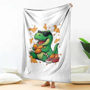 Funny Dinosaur Eating Chicken Nuggets Throw Blanket Food Lover Gift TS12 Print Your Wear