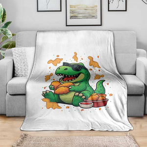 Funny Dinosaur Eating Chicken Nuggets Throw Blanket Food Lover Gift TS12 Print Your Wear