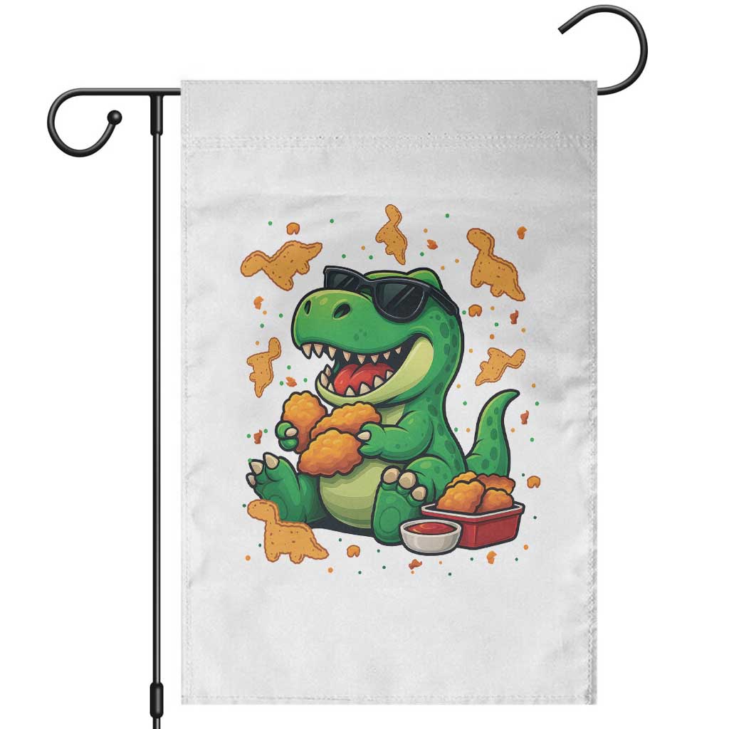 Funny Dinosaur Eating Chicken Nuggets Garden Flag Food Lover Gift TS12 White Print Your Wear