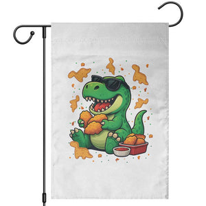 Funny Dinosaur Eating Chicken Nuggets Garden Flag Food Lover Gift TS12 White Print Your Wear