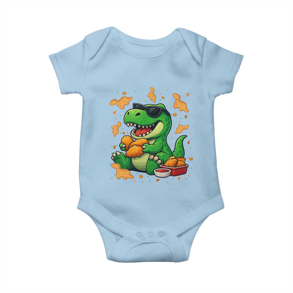 Funny Dinosaur Eating Chicken Nuggets Baby Onesie Food Lover Gift TS12 Light Blue Print Your Wear