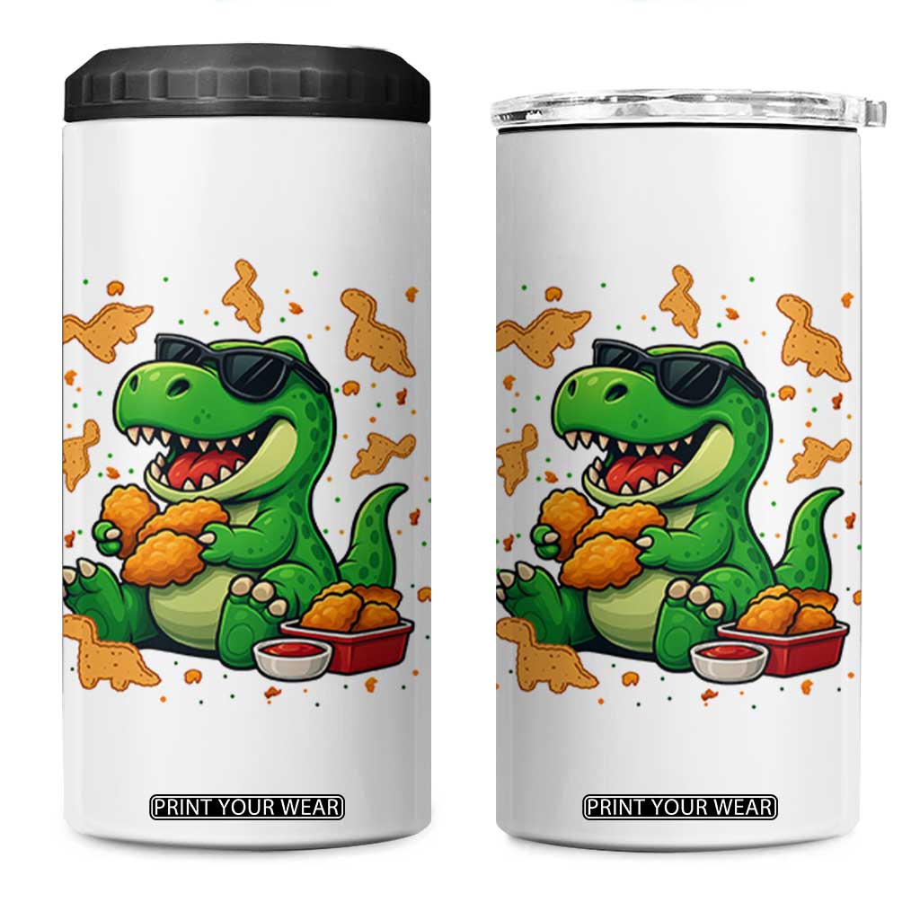 Funny Dinosaur Eating Chicken Nuggets 4 in 1 Can Cooler Tumbler Food Lover Gift TS12 One Size: 16 oz White Print Your Wear