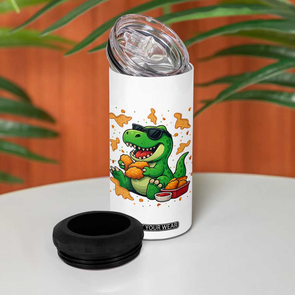 Funny Dinosaur Eating Chicken Nuggets 4 in 1 Can Cooler Tumbler Food Lover Gift TS12 Print Your Wear