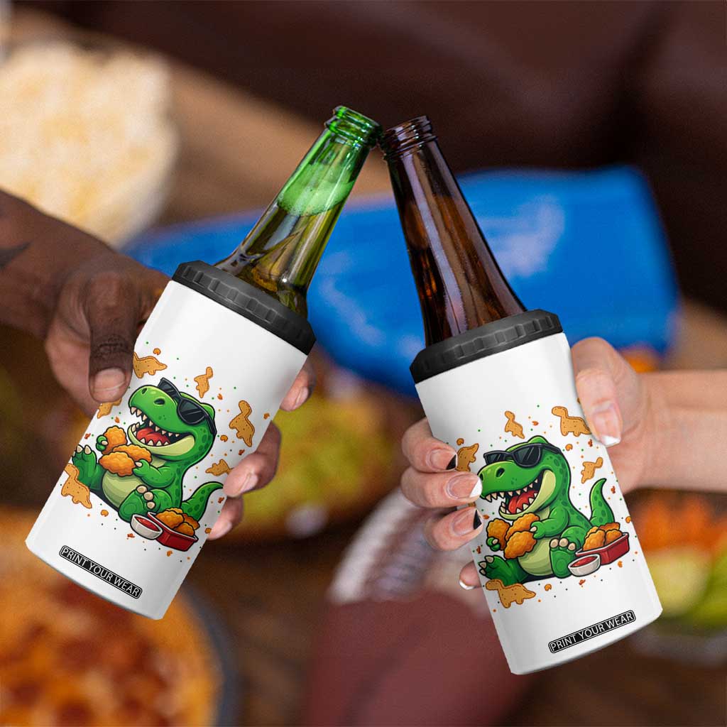 Funny Dinosaur Eating Chicken Nuggets 4 in 1 Can Cooler Tumbler Food Lover Gift TS12 Print Your Wear