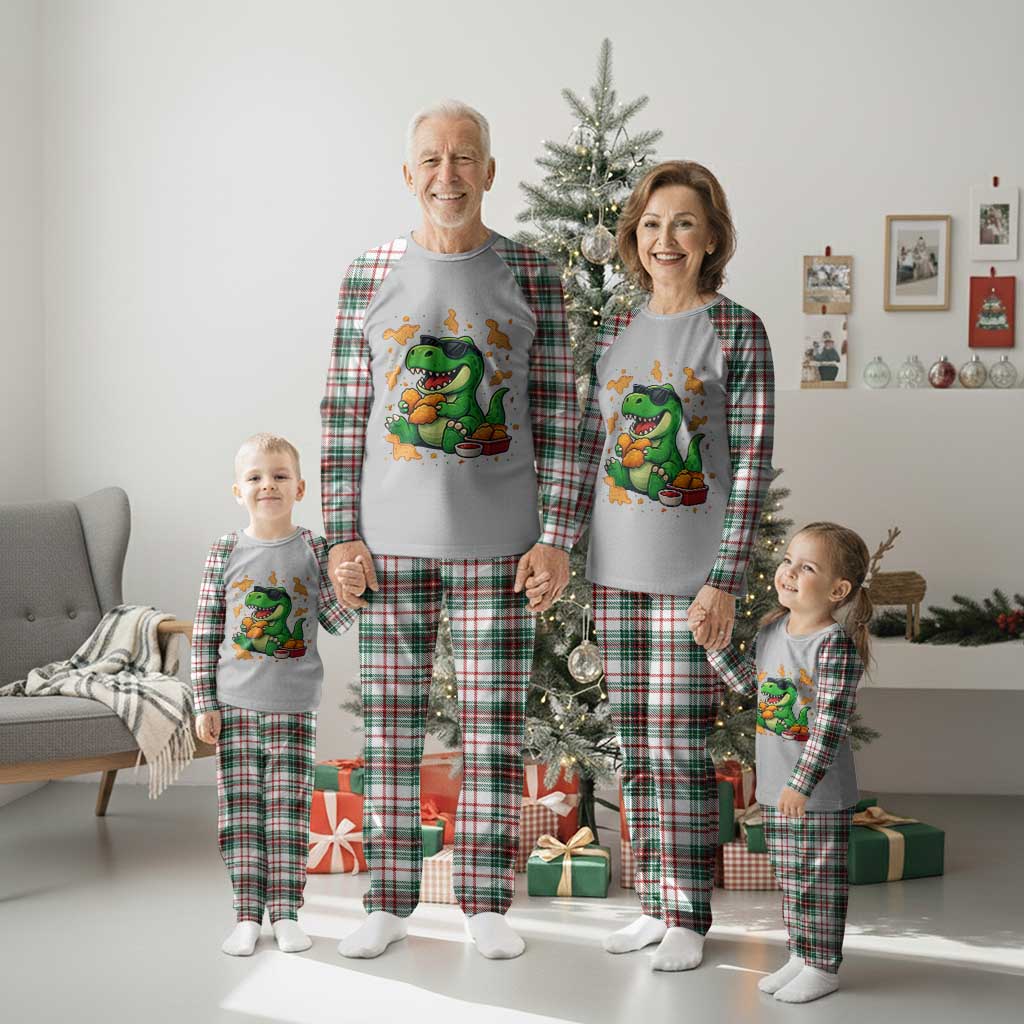 Funny Dinosaur Eating Chicken Nuggets Plaid Pajama Set Food Lover Gift TS12 Christmas Plaid Print Your Wear