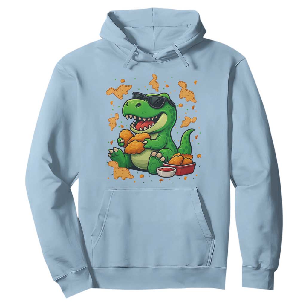 Funny Dinosaur Eating Chicken Nuggets Hoodie Food Lover Gift TS12 Light Blue Print Your Wear