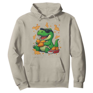 Funny Dinosaur Eating Chicken Nuggets Hoodie Food Lover Gift TS12 Sand Print Your Wear