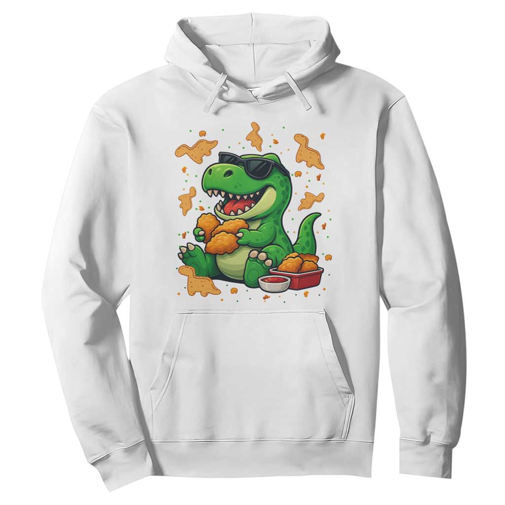 Funny Dinosaur Eating Chicken Nuggets Hoodie Food Lover Gift TS12 White Print Your Wear