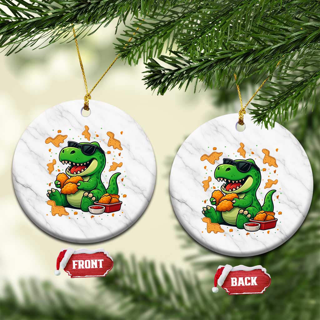 Funny Dinosaur Eating Chicken Nuggets Ceramic Ornament Food Lover Gift TS12 1pc White Marble Print Your Wear