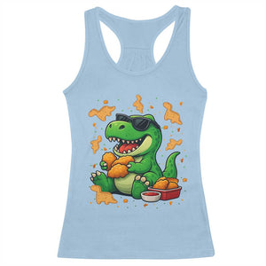 Funny Dinosaur Eating Chicken Nuggets Racerback Tank Top Food Lover Gift TS12 Light Blue Print Your Wear
