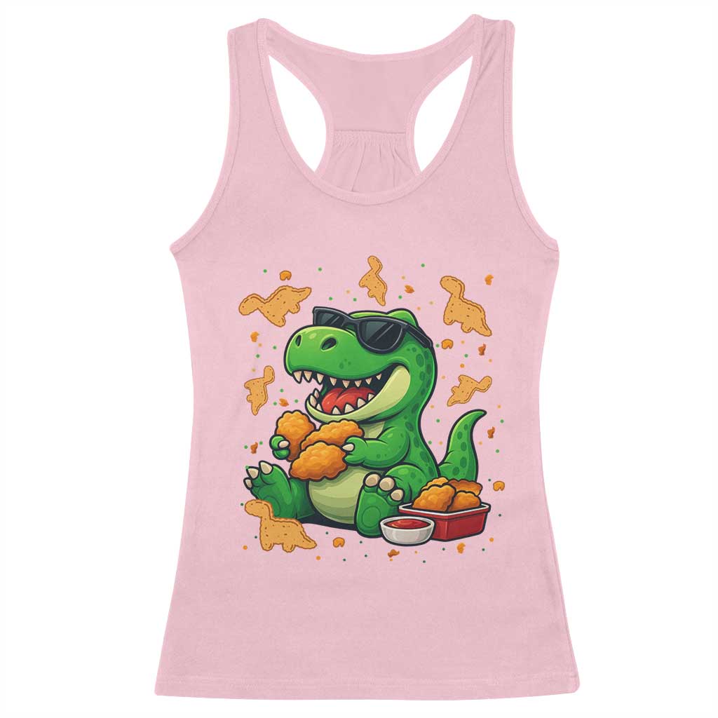 Funny Dinosaur Eating Chicken Nuggets Racerback Tank Top Food Lover Gift TS12 Light Pink Print Your Wear
