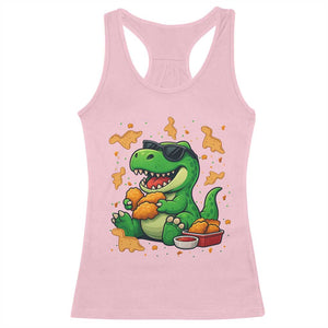 Funny Dinosaur Eating Chicken Nuggets Racerback Tank Top Food Lover Gift TS12 Light Pink Print Your Wear