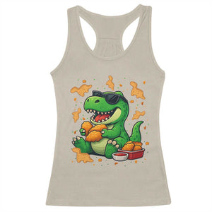 Funny Dinosaur Eating Chicken Nuggets Racerback Tank Top Food Lover Gift TS12 Sand Print Your Wear
