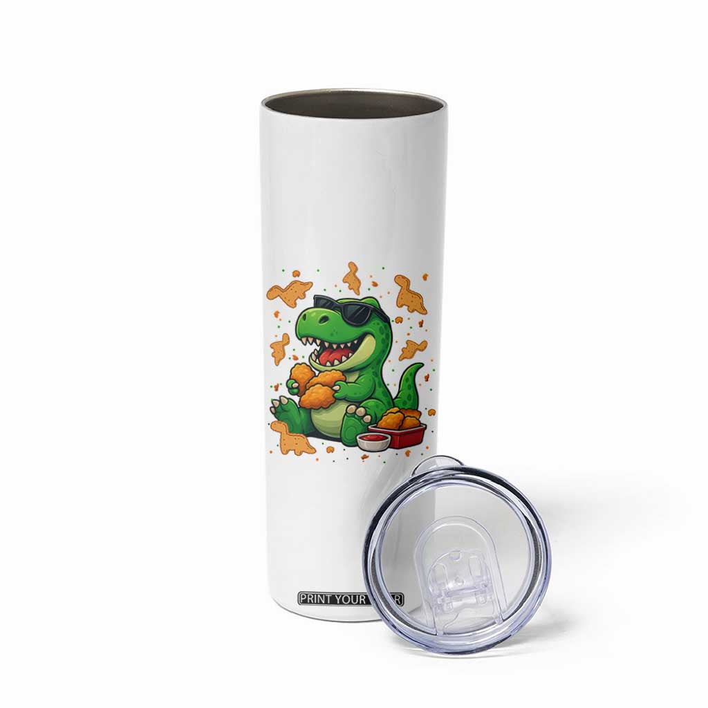 Funny Dinosaur Eating Chicken Nuggets Skinny Tumbler Food Lover Gift TS12 Print Your Wear
