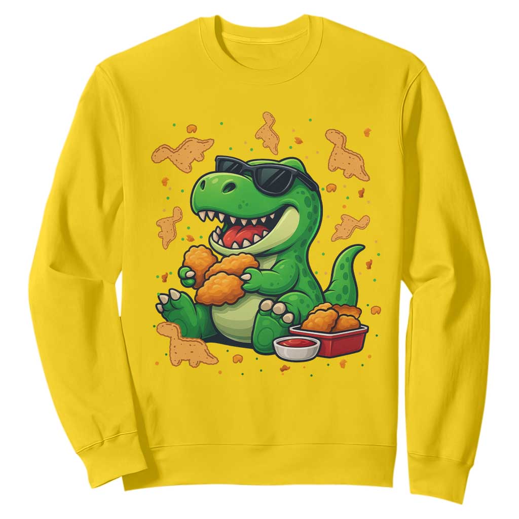 Funny Dinosaur Eating Chicken Nuggets Sweatshirt Food Lover Gift TS12 Daisy Print Your Wear