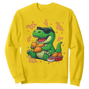 Funny Dinosaur Eating Chicken Nuggets Sweatshirt Food Lover Gift TS12 Daisy Print Your Wear